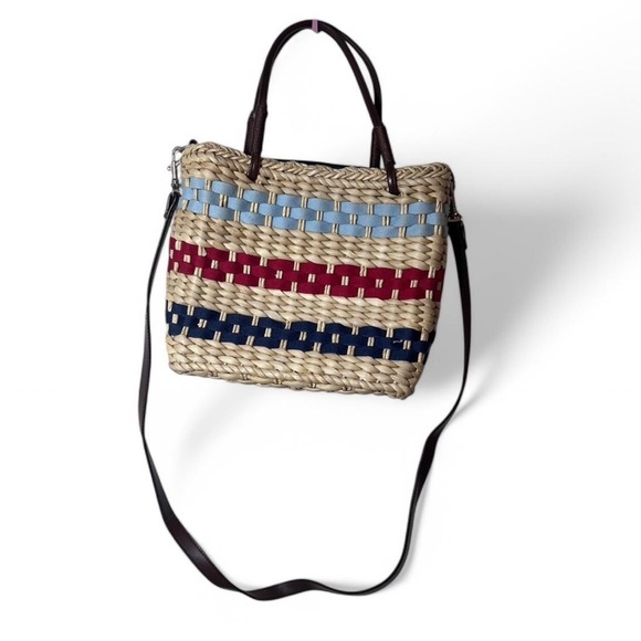 Sonoma Woven Wicker Purse with Multicolor Stripes - Picture 3 of 4